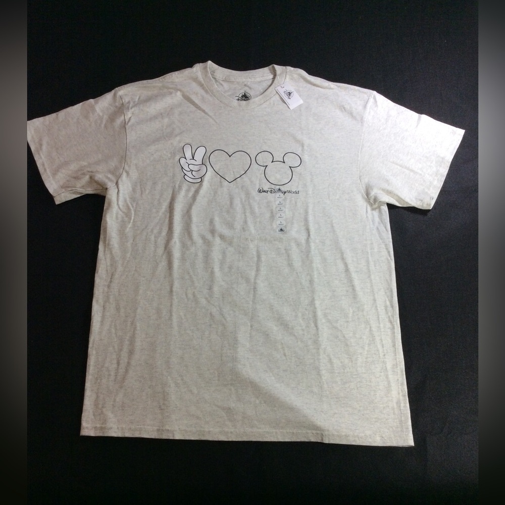 Disney Light Heather Gray Graphic Tee with Black Print SZ Large